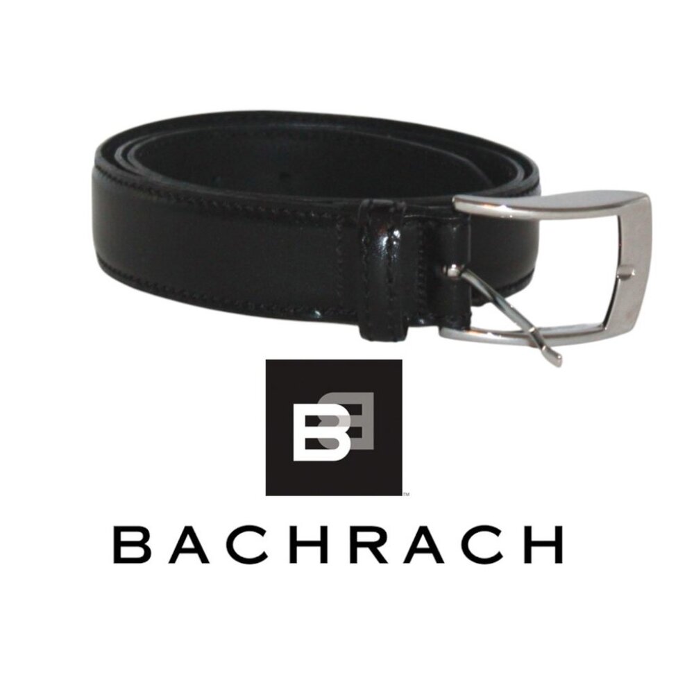 Bachrach Made in Italy Men's Black Leather Belt Size EU 40/100 US 38"